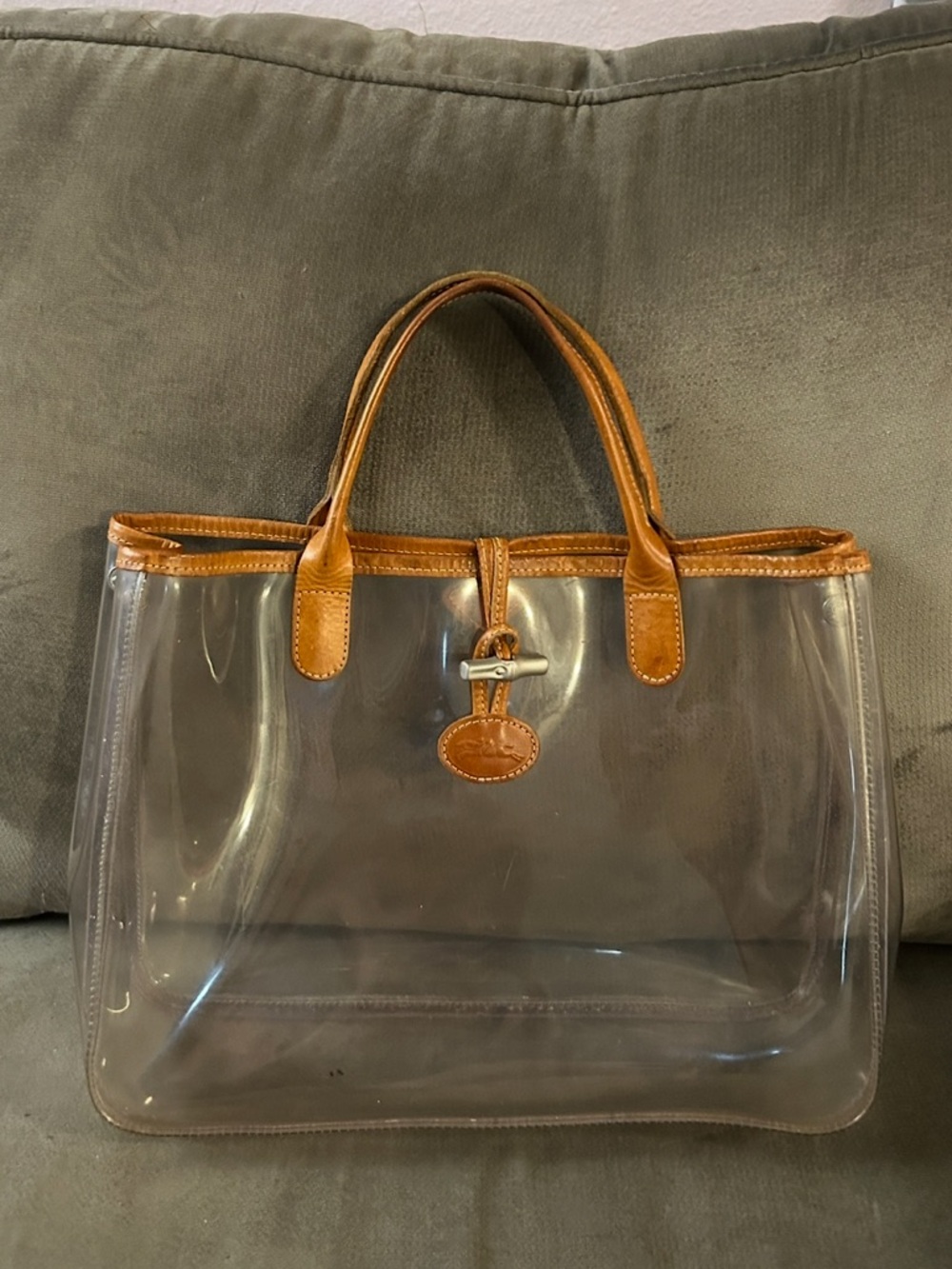 LONGCHAMP RARE PVC Clear Tan Leather Trim
Tote Bag Bamboo Bit Medium Transparent - Picture 5 of 16